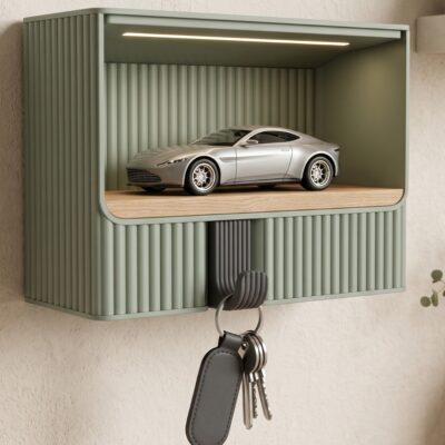 Etajera chei imprimata 3D design garaj — suport chei decorativ pentru hol