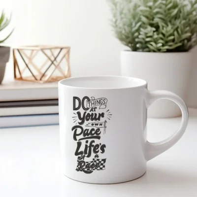 Cana personalizata Do Things At Your Pace — cadou motivational pentru oricine