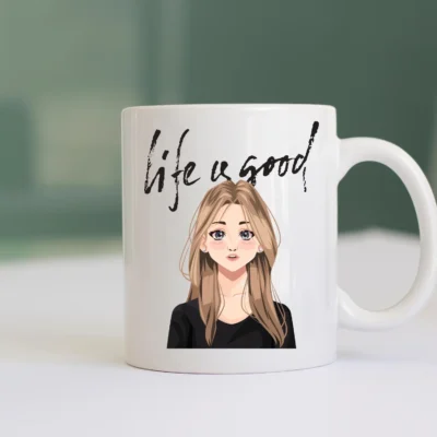 Cana personalizata Life Is Good — cadou optimist pentru oamenii pozitivi