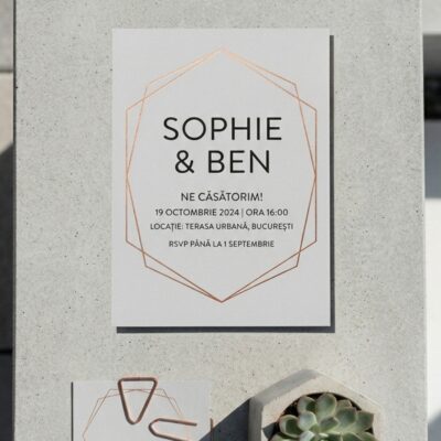Invitatie nunta Industrial Chic — design urban modern, personalizata pentru mirii vostri