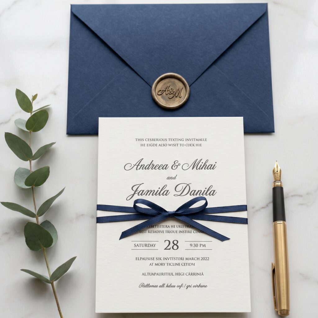 Invitatie nunta eleganta atemporala — design clasic rafinat, personalizata cu datele voastre