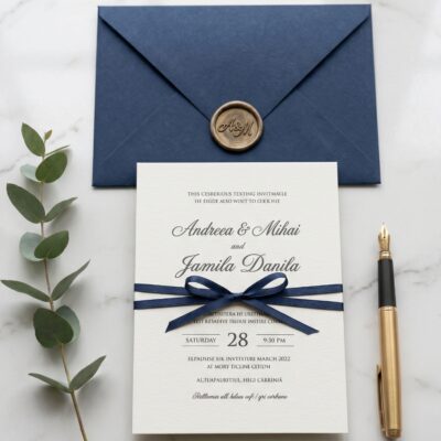 Invitatie nunta eleganta atemporala — design clasic rafinat, personalizata cu datele voastre