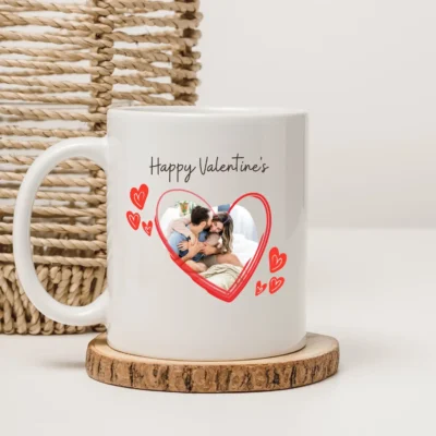 Cana personalizata Valentine's Day — cadou romantic cu poza cuplului