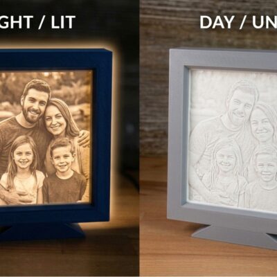 Litofanie personalizata portret familie — cadou unic din fotografie, imprimat 3D