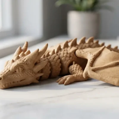 Dragon articulat imprimat 3D — figurina decorativa cu articulatii mobile, cadou unic