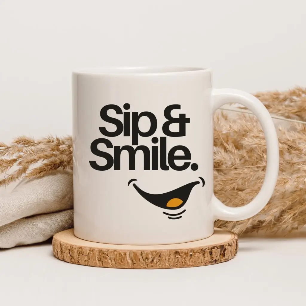 Cana personalizata Sip & Smile — cadou vesel pentru prieteni si colegi